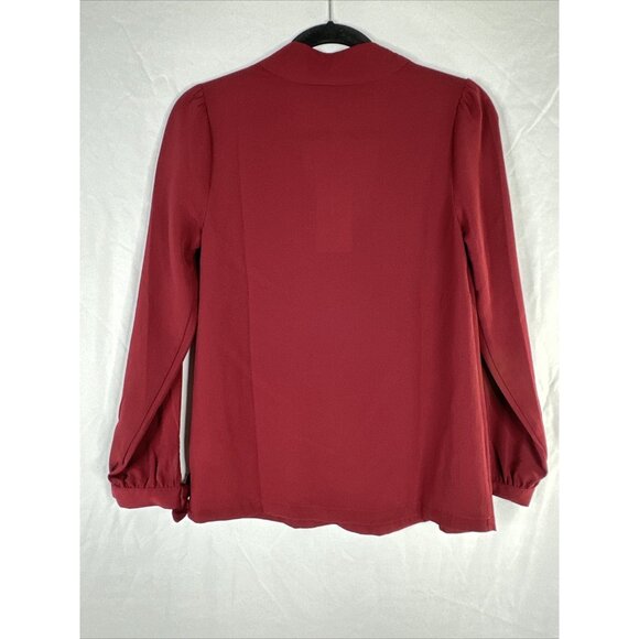 ModCloth Long Sleeve Top Blouse Womens‎ Size XS Solid Burgundy Casual New - Picture 7 of 14